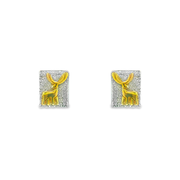 Reindeer 1 micron gold plated silver earrings